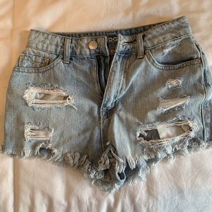 High Waisted Distressed Denim Shorts